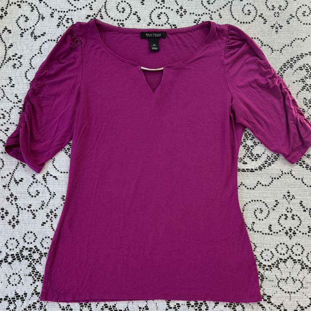 White House Black Market Violet Magenta Short Sleeve Top
